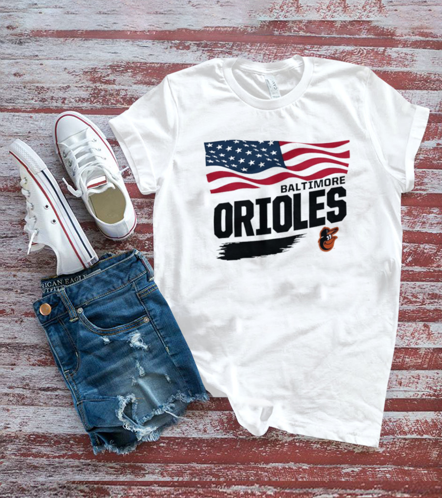 Baltimore Orioles American Flag MLB Team T-Shirt