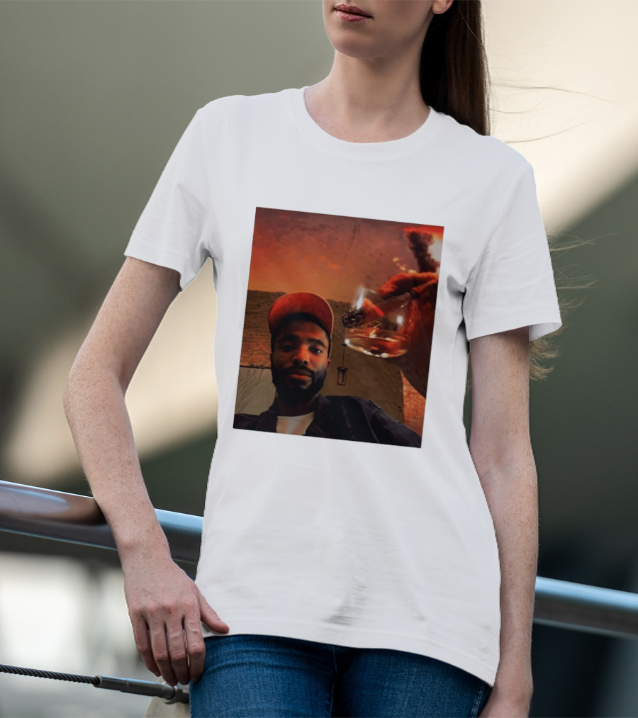 Mikal Bridges Phoenix Suns Cigar Whiskey Glass Sunset Vibes T-Shirt