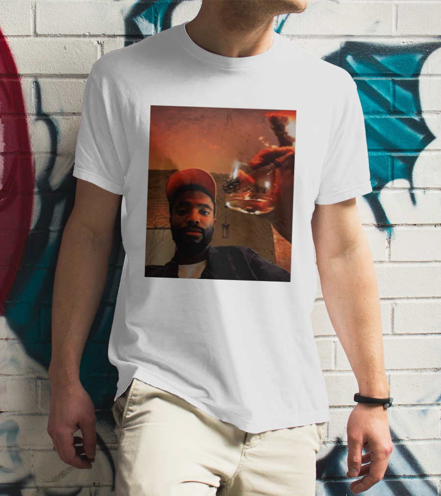 Mikal Bridges Phoenix Suns Cigar Whiskey Glass Sunset Vibes T-Shirt