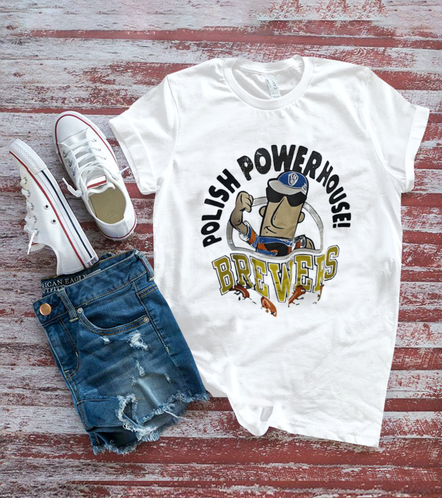 Milwaukee Brewers Polish Powerhouse Sausage Flexing T-Shirt
