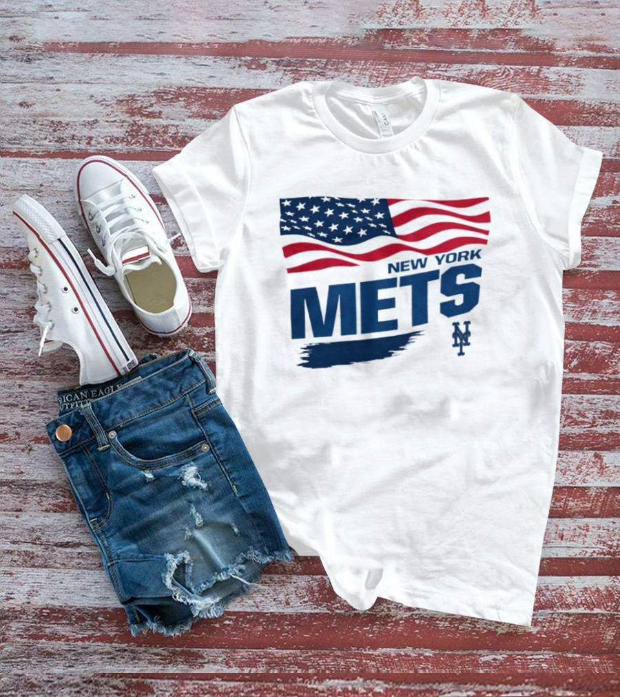 New York Mets American Flag MLB Fan T-Shirt