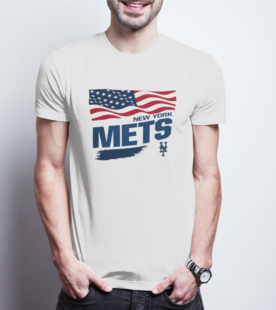 New York Mets American Flag MLB Fan T-Shirt