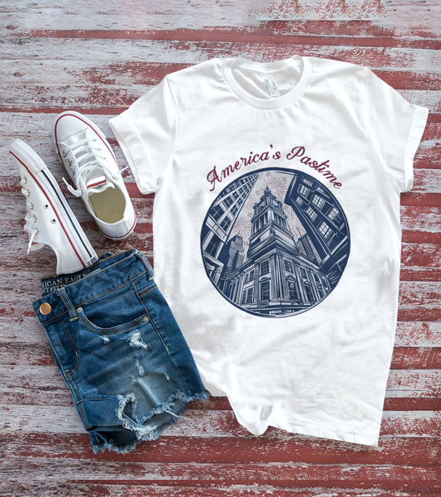 Philadelphia Independence Hall America's Pastime Baseball T-Shirt