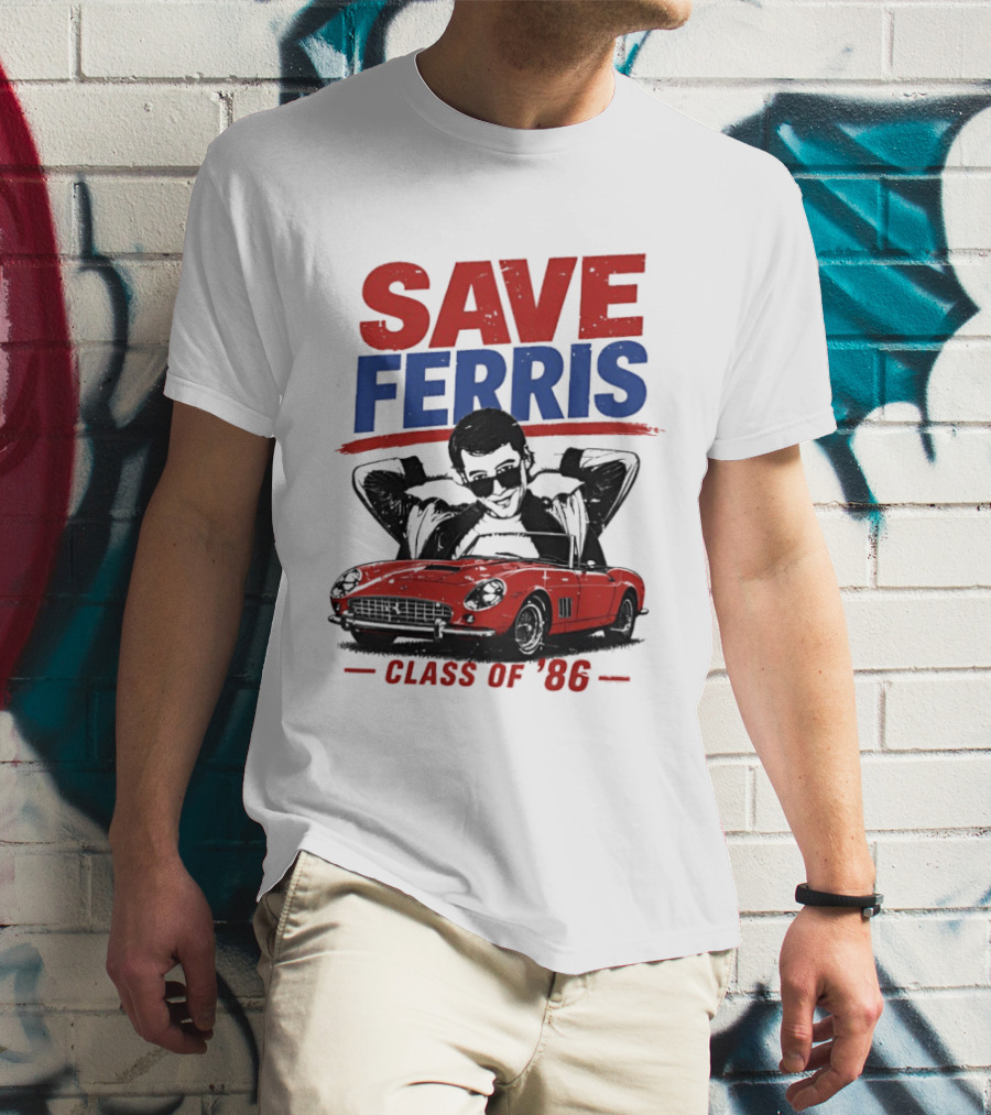 Save Ferris Class Of '86 Red Car Iconic Look T-Shirt