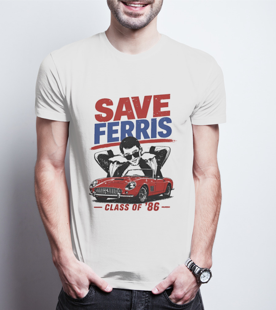 Save Ferris Class Of '86 Red Car Iconic Look T-Shirt
