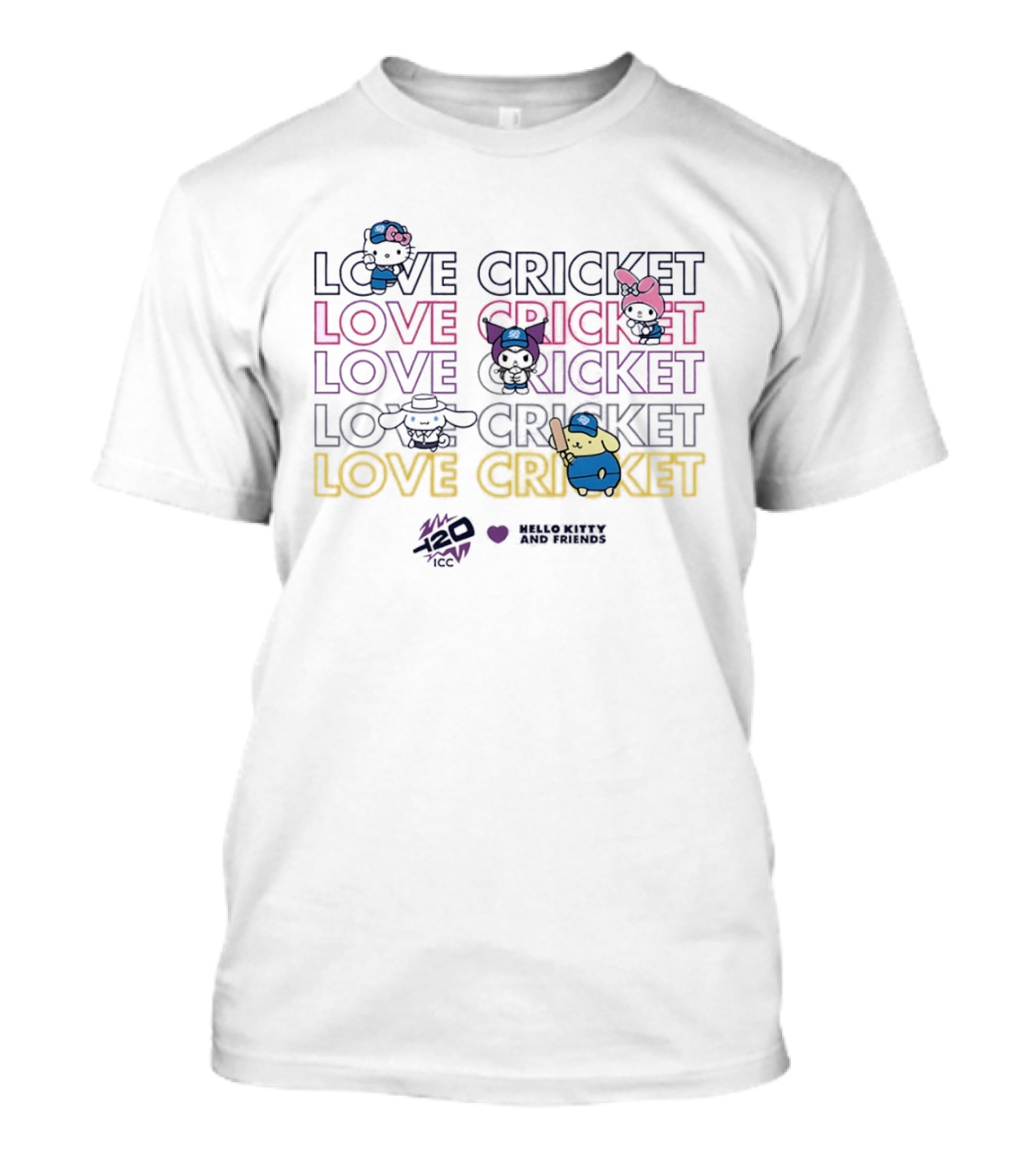 Hello Kitty And Friends Love Cricket ICC T20 Series T-Shirt