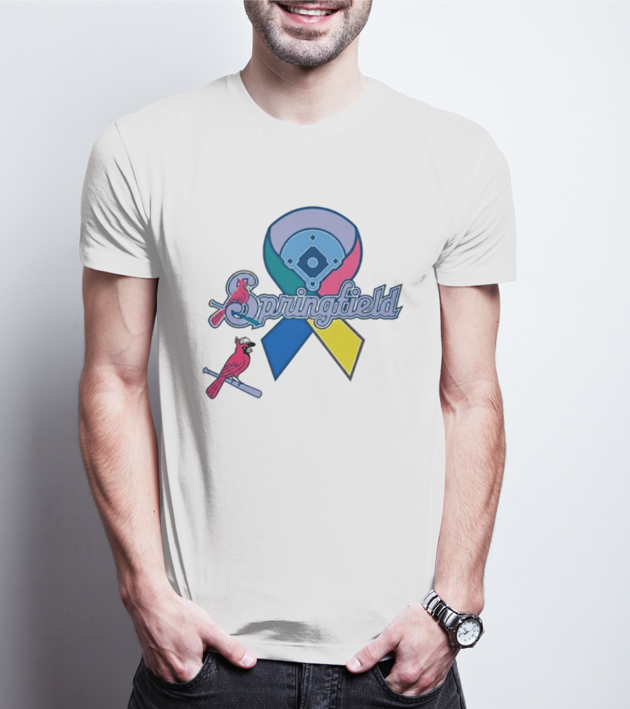 Springfield Cardinals Awareness Ribbon Baseball Team Unity T-Shirt