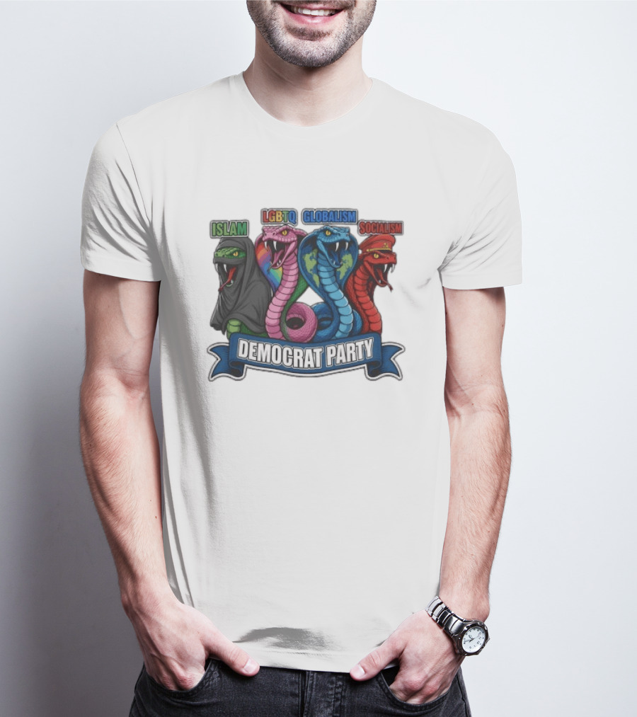 Islam LGBTQ Globalism Socialism Democrat Party Cobra Banner T-Shirt