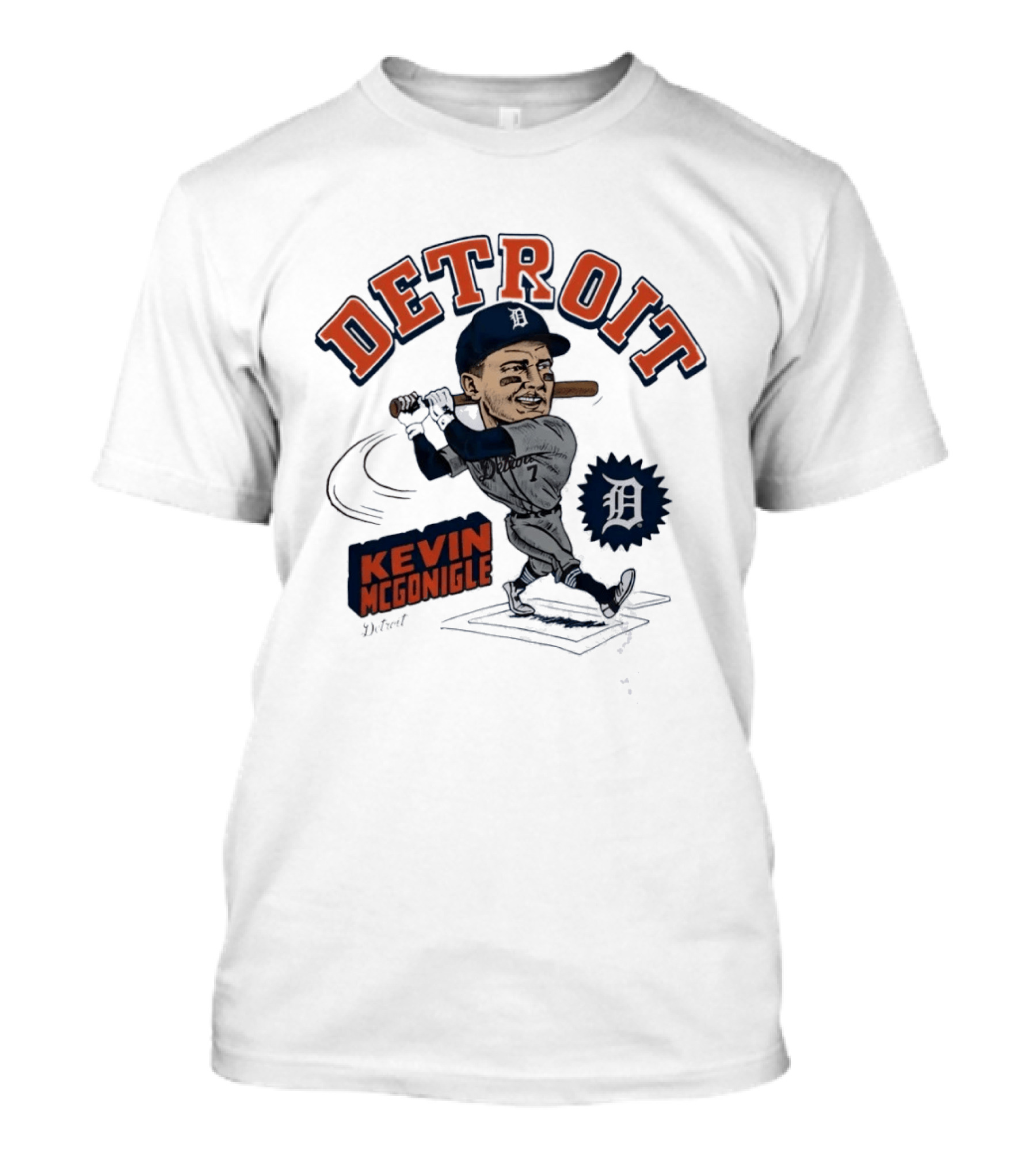 Detroit Kevin McGonigle Tigers Baseball Player Caricature T-Shirt