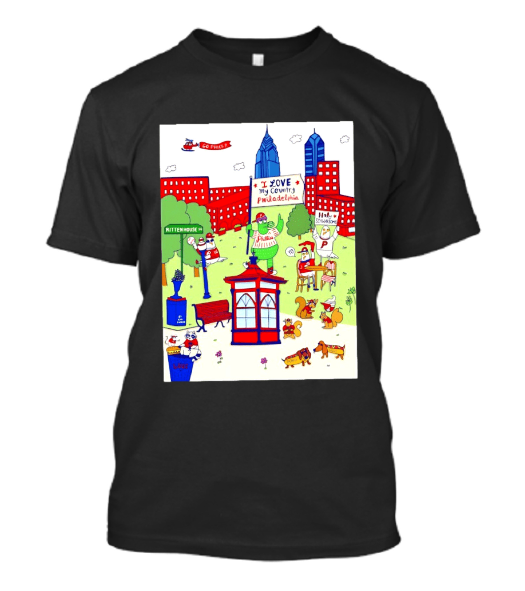 Philadelphia Phillies I Love My Country Rittenhouse Square Phillies Go Phils T-Shirt