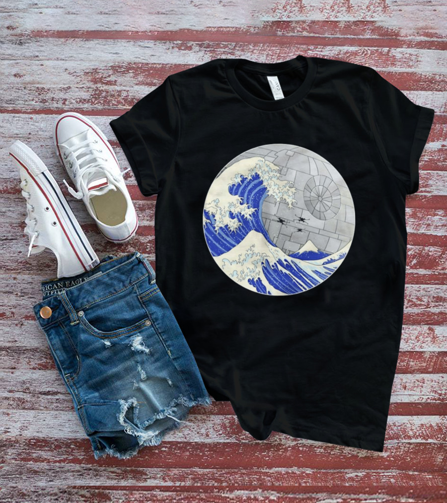 The Great Wave Off Kanagawa Meets Death Star Star Wars T-Shirt