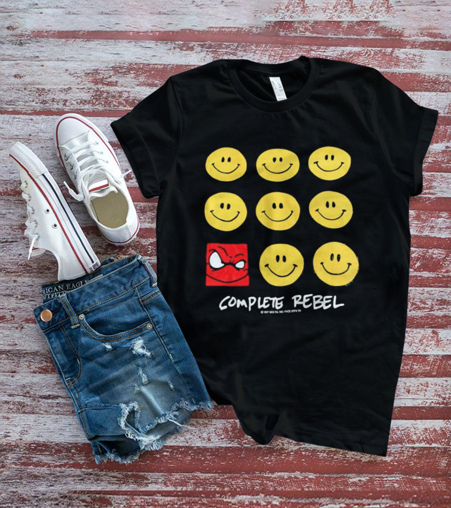 Complete Rebel Smiley Faces Red Square T-Shirt