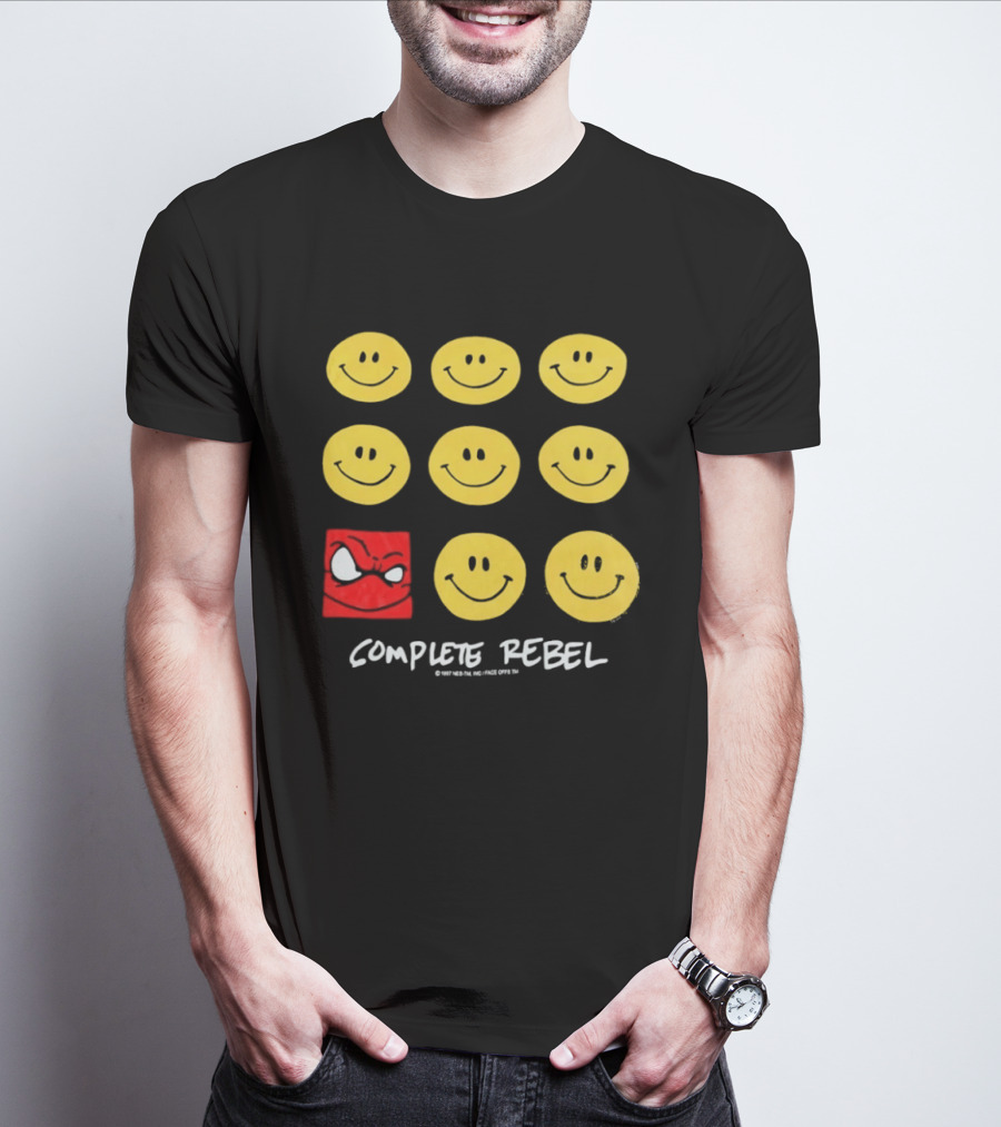 Complete Rebel Smiley Faces Red Square T-Shirt