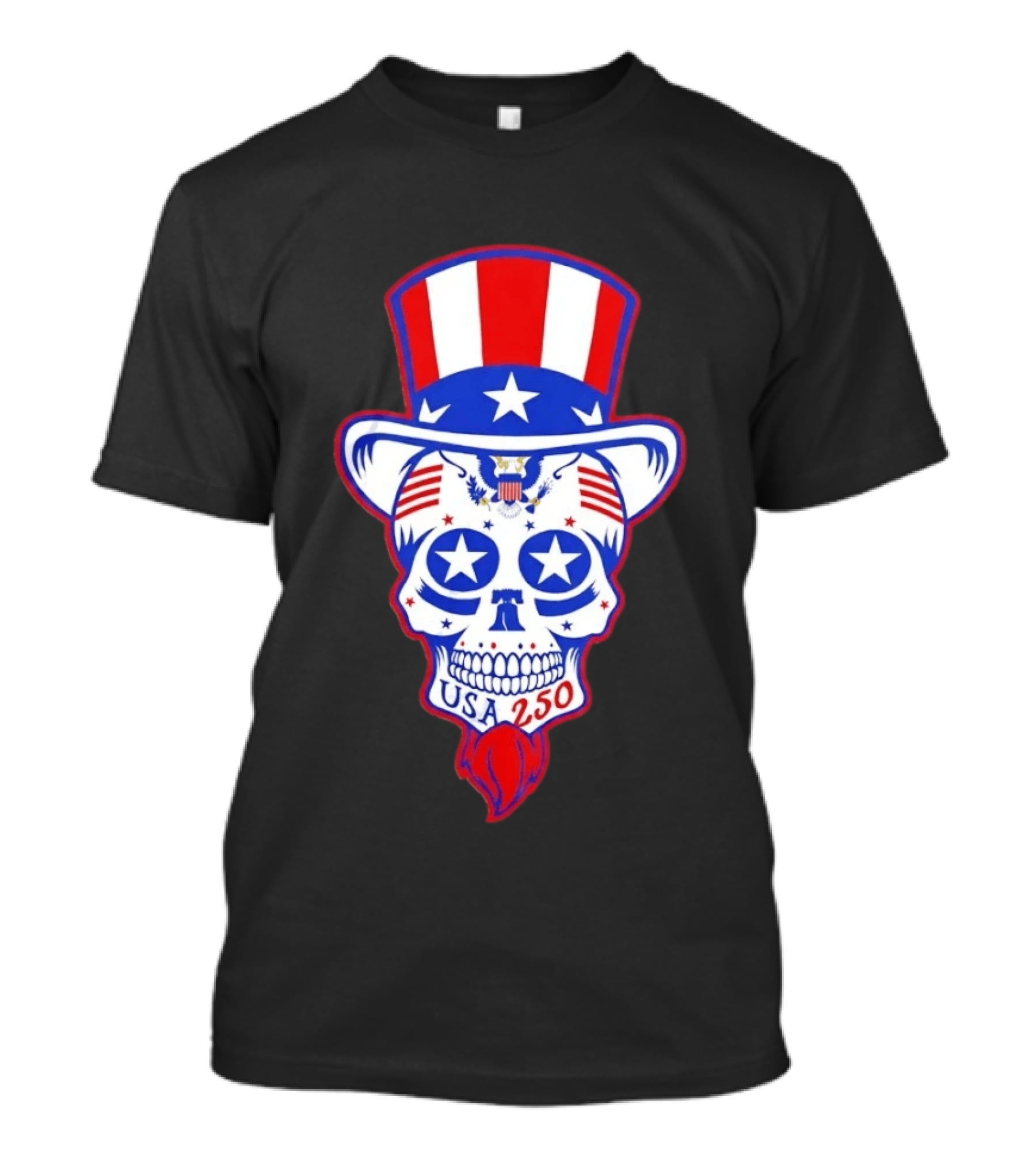 Uncle Sam Skull Stars Stripes USA 250 Patriotic T-Shirt
