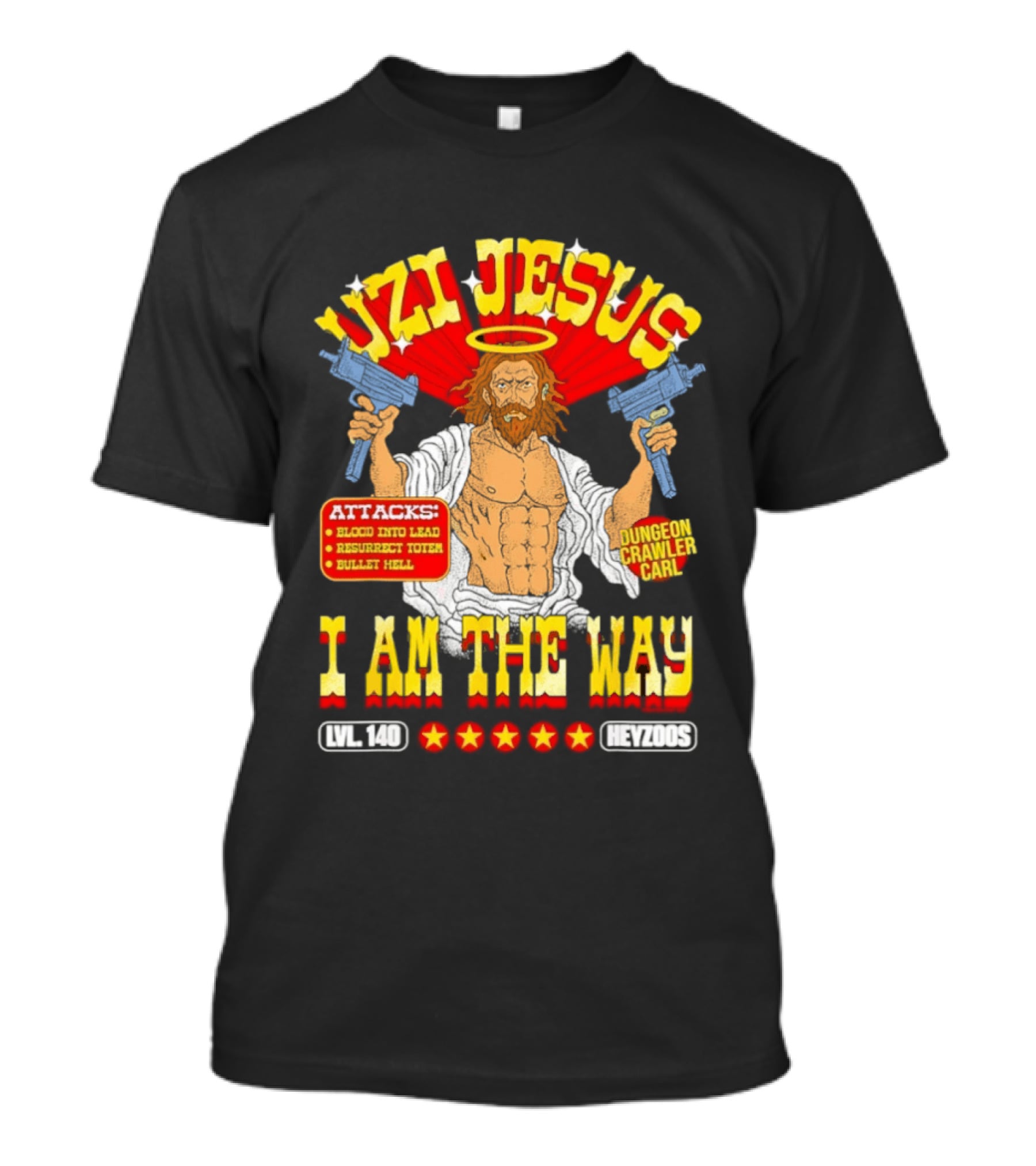 Uzi Jesus I Am The Way Dungeon Crawler Card Bullet Hell T-Shirt