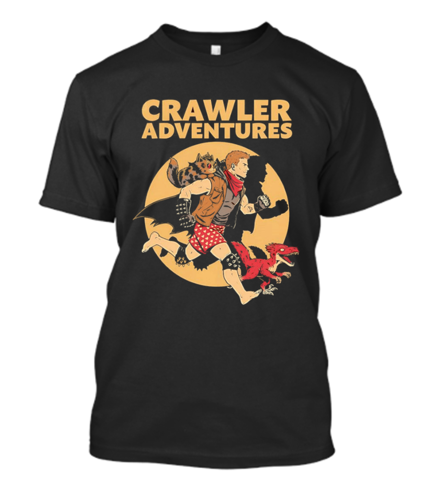 Crawler Adventures Running Man And Dinosaur T-Shirt