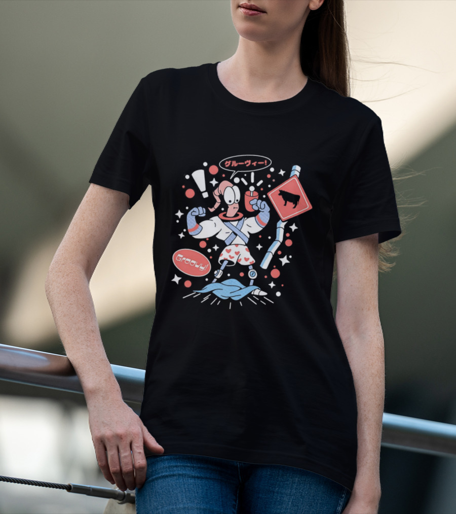Earthworm Jim Groovy Boxer Shorts Cow Sign T-Shirt