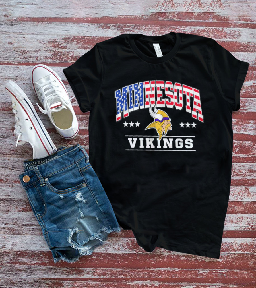 Minnesota Vikings Americana 250th Anniversary Stars And Stripes T-Shirt