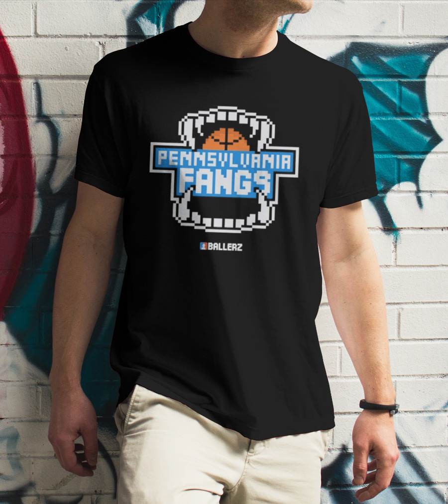 Pennsylvania Fangs Ballerz Basketball Retro Pixel T-Shirt