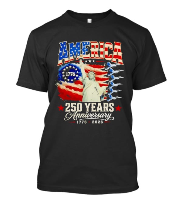 America 250 Years Anniversary 1776 2026 Statue Of Liberty Fighter Jets T-Shirt