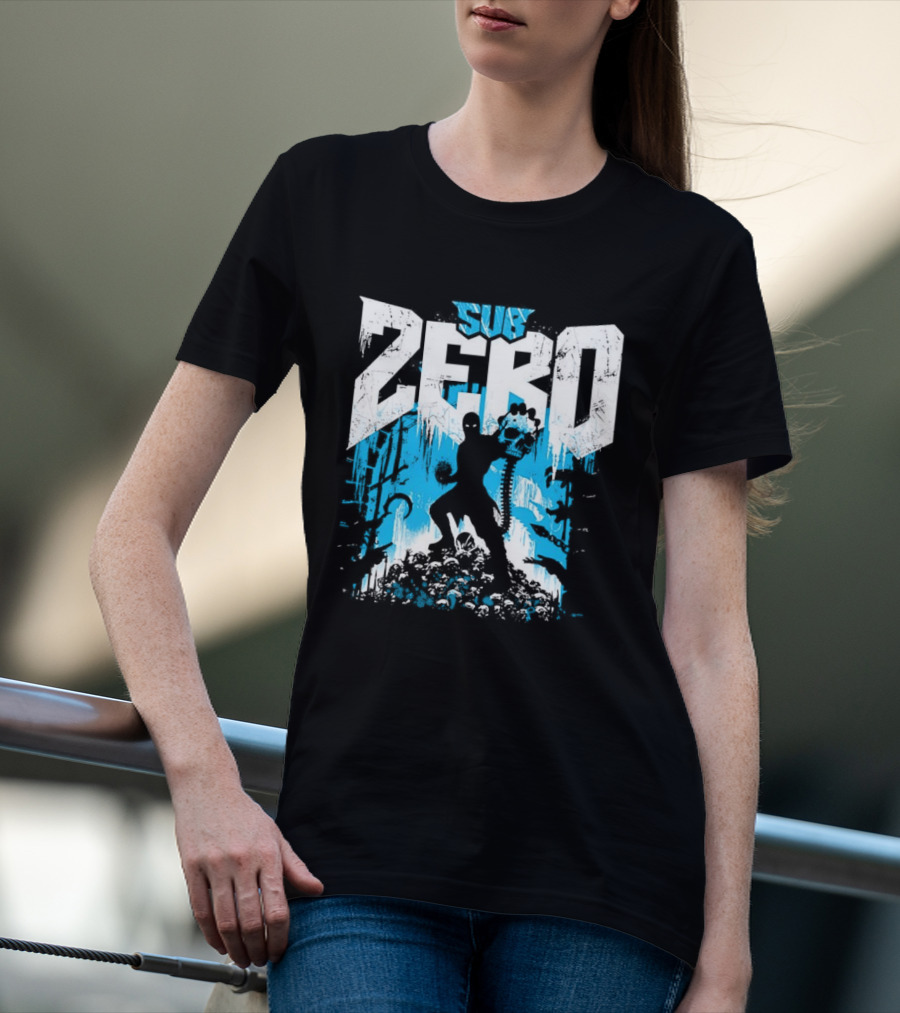 Mortal Kombat Sub Zero Ice Blue Silhouette And Freeze T-Shirt