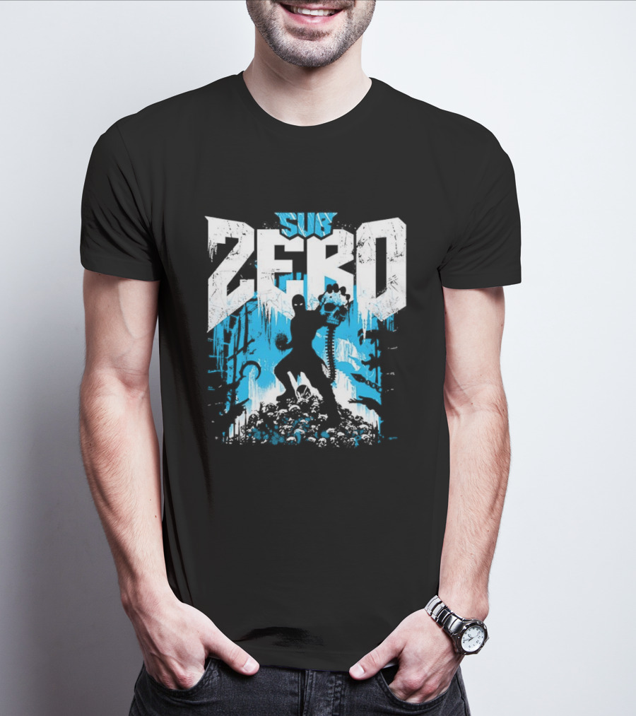 Mortal Kombat Sub Zero Ice Blue Silhouette And Freeze T-Shirt