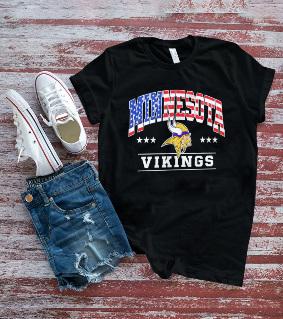 Minnesota Vikings 1776 2026 250 Years American Flag Stars T-Shirt