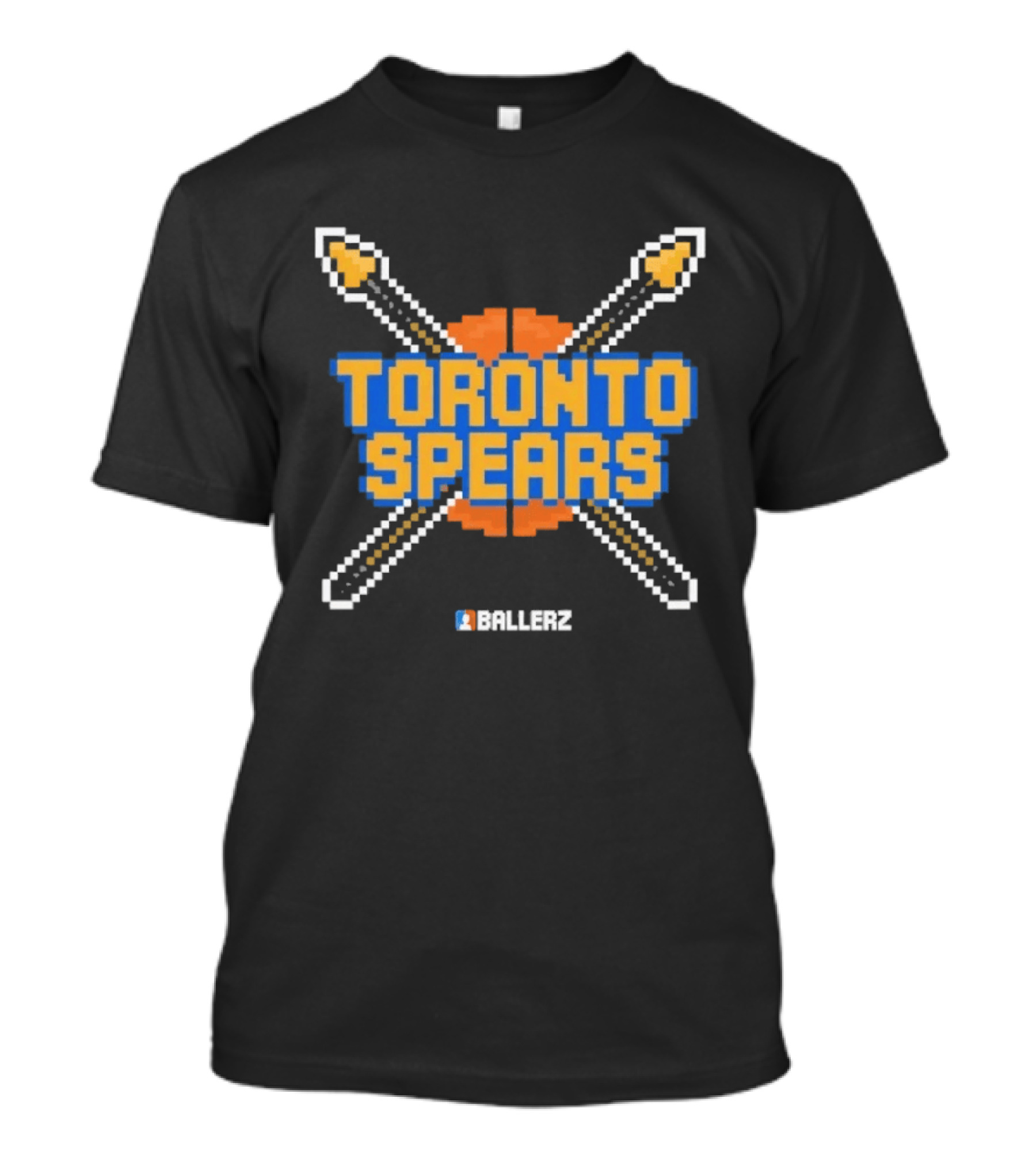 Toronto Spears Ballerz Basketball Pixel Icon Crossed Spears T-Shirt