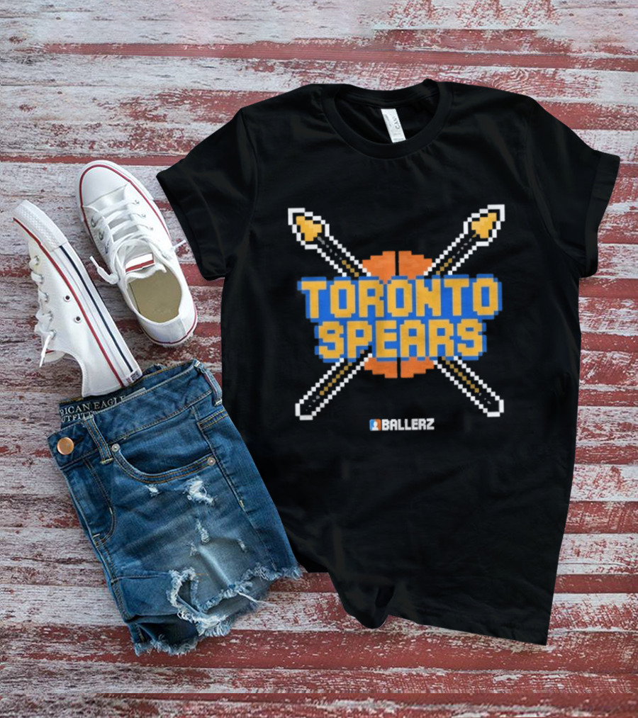 Toronto Spears Ballerz Basketball Pixel Icon Crossed Spears T-Shirt