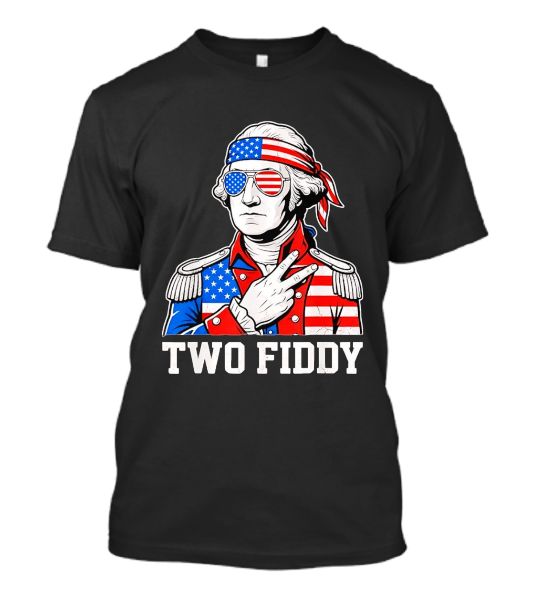 Two Fiddy George Washington American Flag 250th Anniversary T-Shirt