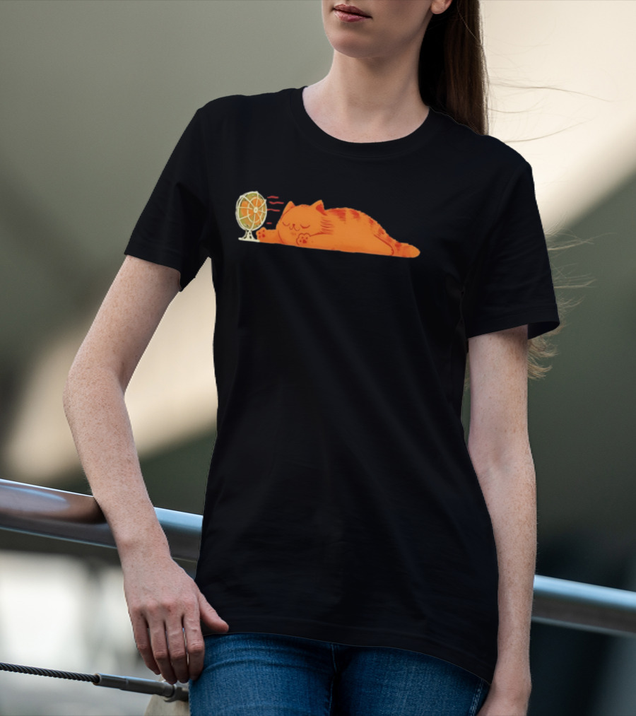 Orange Cat Relaxing In Front Of Fan Cool Breeze T-Shirt