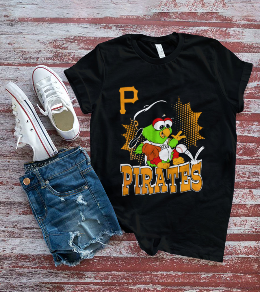 P Pittsburgh Pirates MLB Team Parrot Baseball T-Shirt