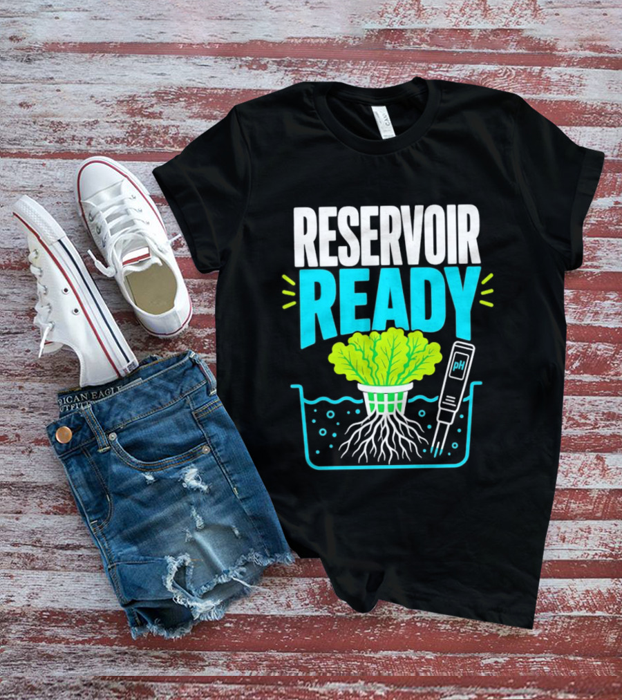 Reservoir Ready Hydroponic Lettuce Roots And Water PH Meter T-Shirt