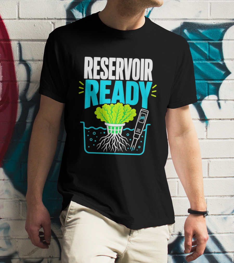 Reservoir Ready Hydroponic Lettuce Roots And Water PH Meter T-Shirt