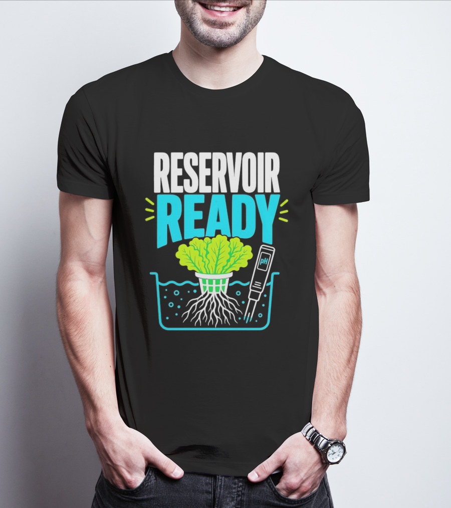 Reservoir Ready Hydroponic Lettuce Roots And Water PH Meter T-Shirt