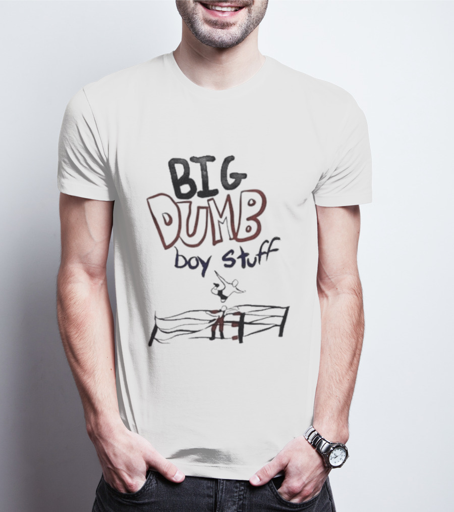 Big Dumb Boy Stuff Kid Drawing Style With Fence Sketch T-Shirt