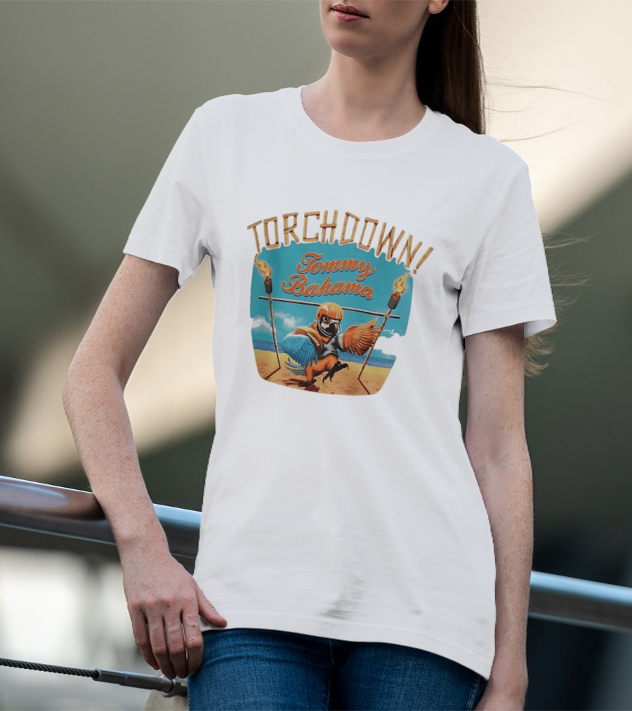 TORCHDOWN Tommy Bahama Parrot Beach Football T-Shirt