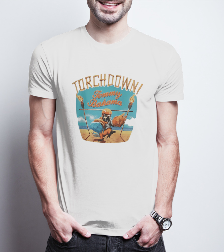 TORCHDOWN Tommy Bahama Parrot Beach Football T-Shirt