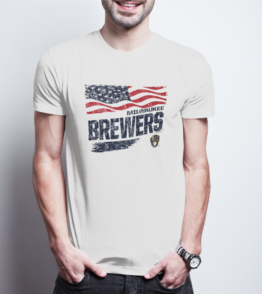 Milwaukee Brewers 4th Of July American Flag Celebration T-Shirt