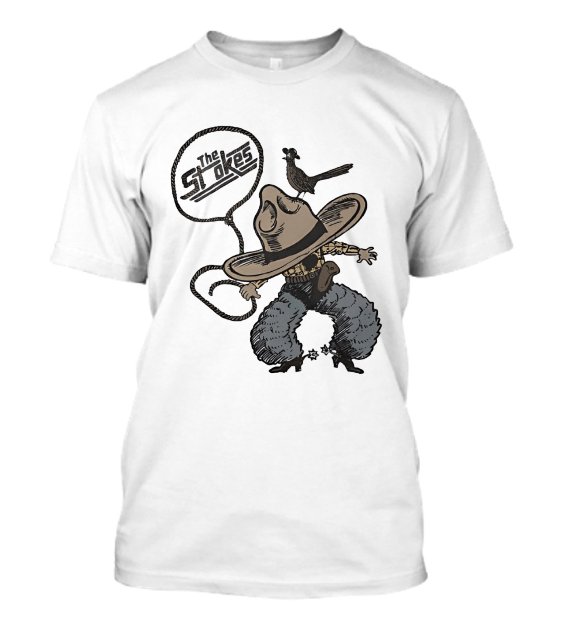 The Strokes Cowboy Hat Bird Lasso Denim Holster Brown Boots T-Shirt