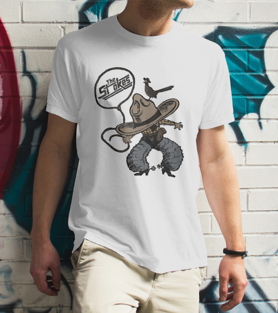 The Strokes Cowboy Hat Bird Lasso Denim Holster Brown Boots T-Shirt