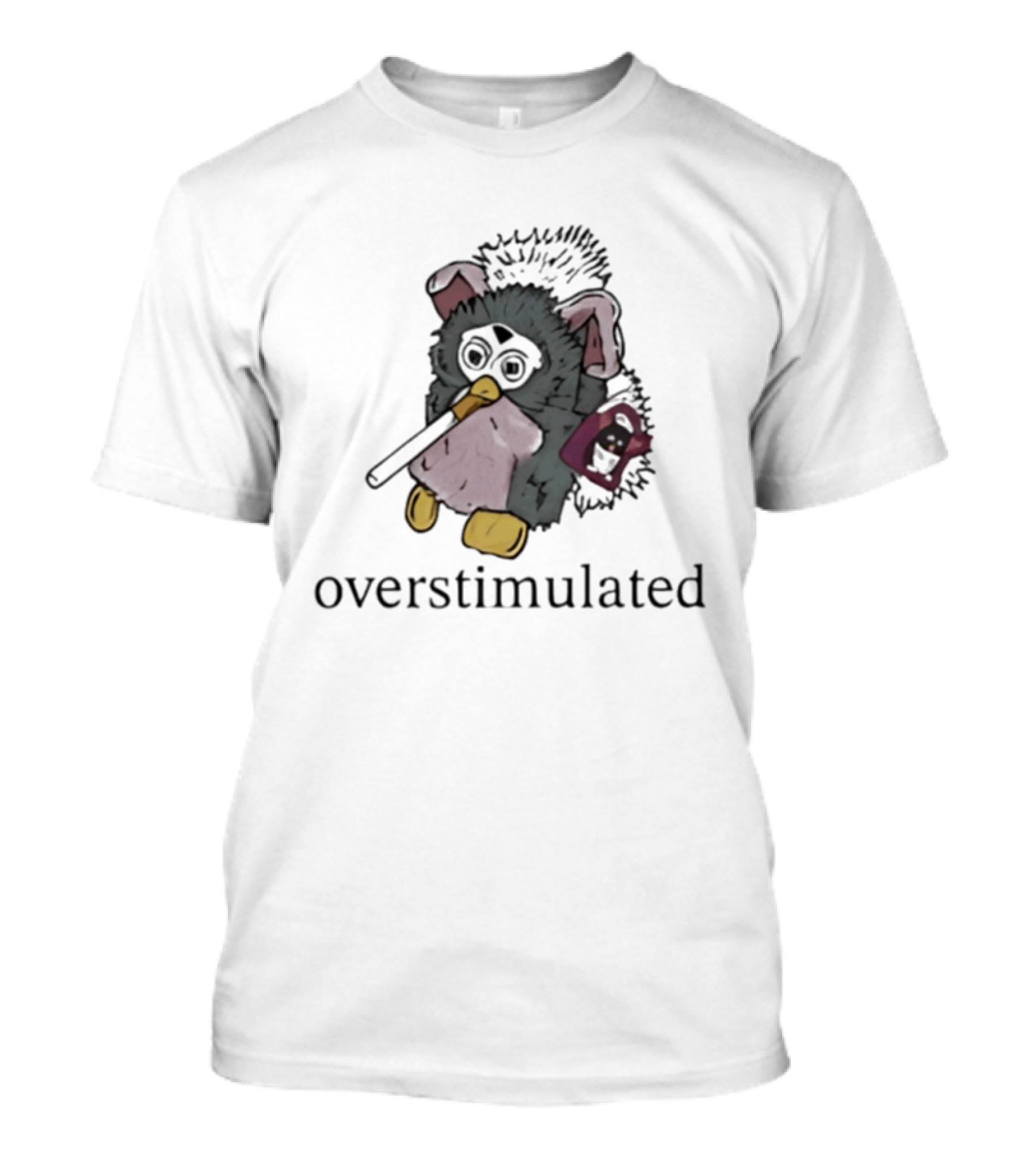 Overstimulated Furby Smoking Y2k Nostalgia Vintage Toy Aesthetic T-Shirt
