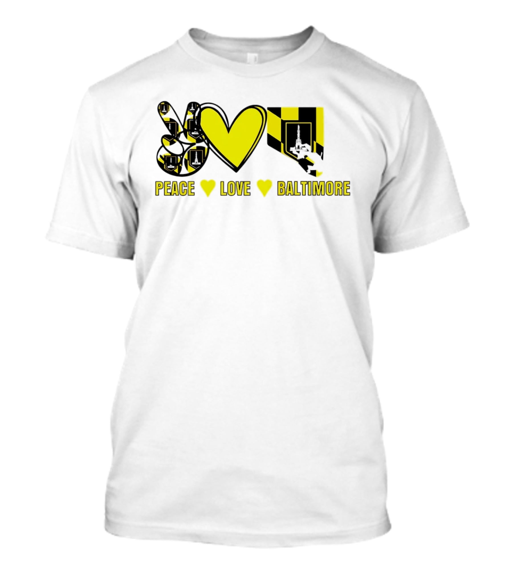 Peace Love Baltimore Maryland Flag Charm City T-Shirt