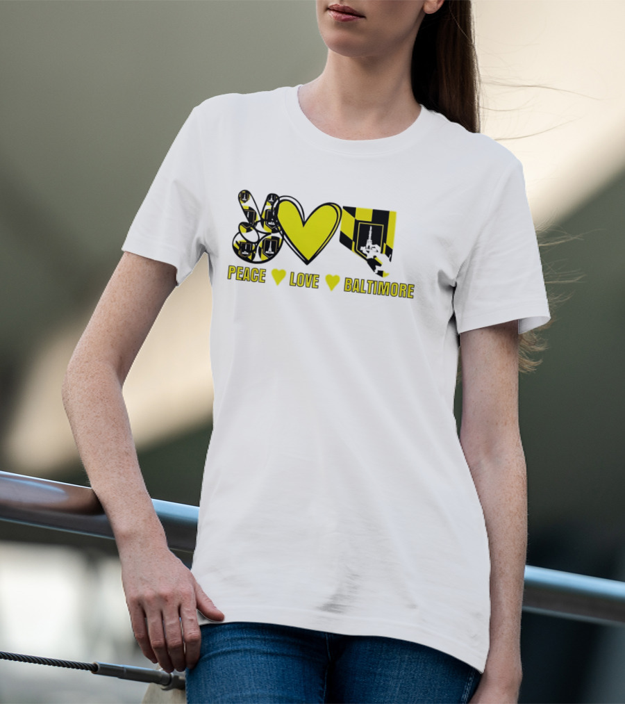 Peace Love Baltimore Maryland Flag Charm City T-Shirt