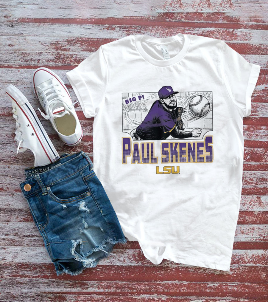 LSU Tigers Paul Skenes Big P Baseball Comic T-Shirt