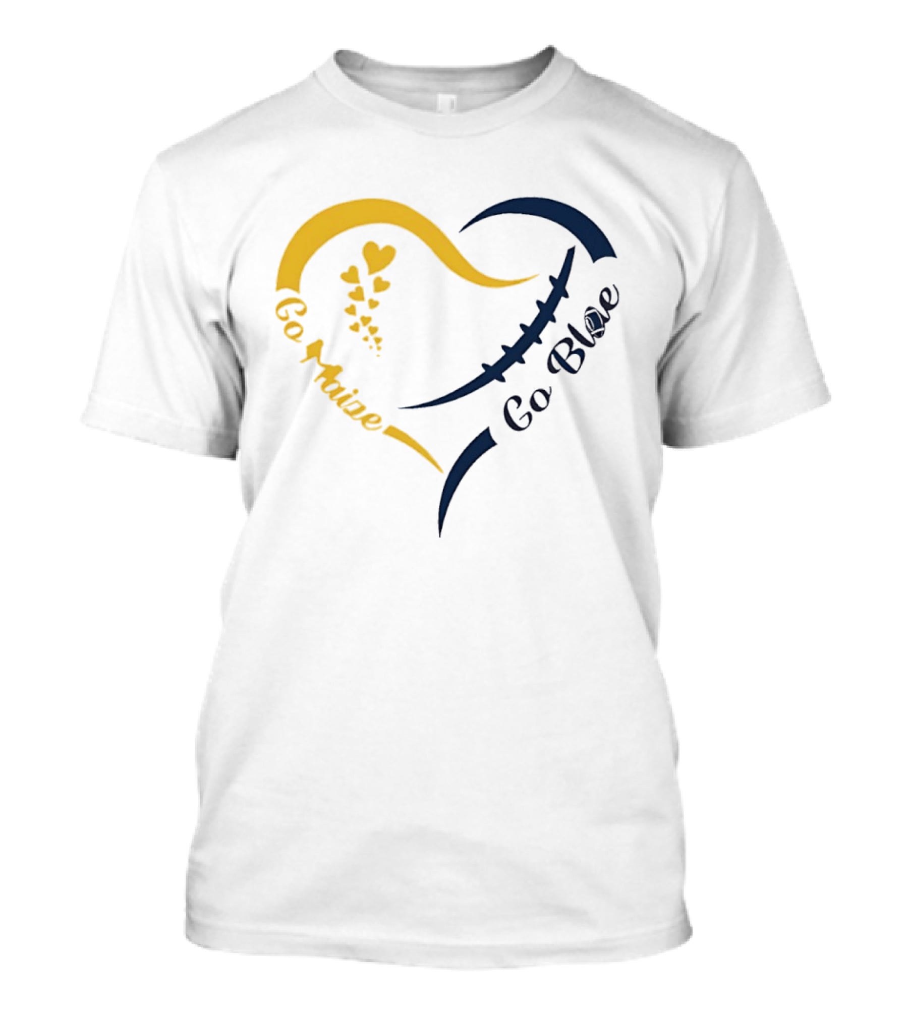 Michigan Wolverines Heart Go Maize Go Blue Football T-Shirt