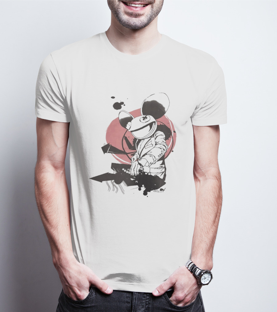 Deadmau5 DJ Music Icon With Pink Circle And Black Abstract T-Shirt
