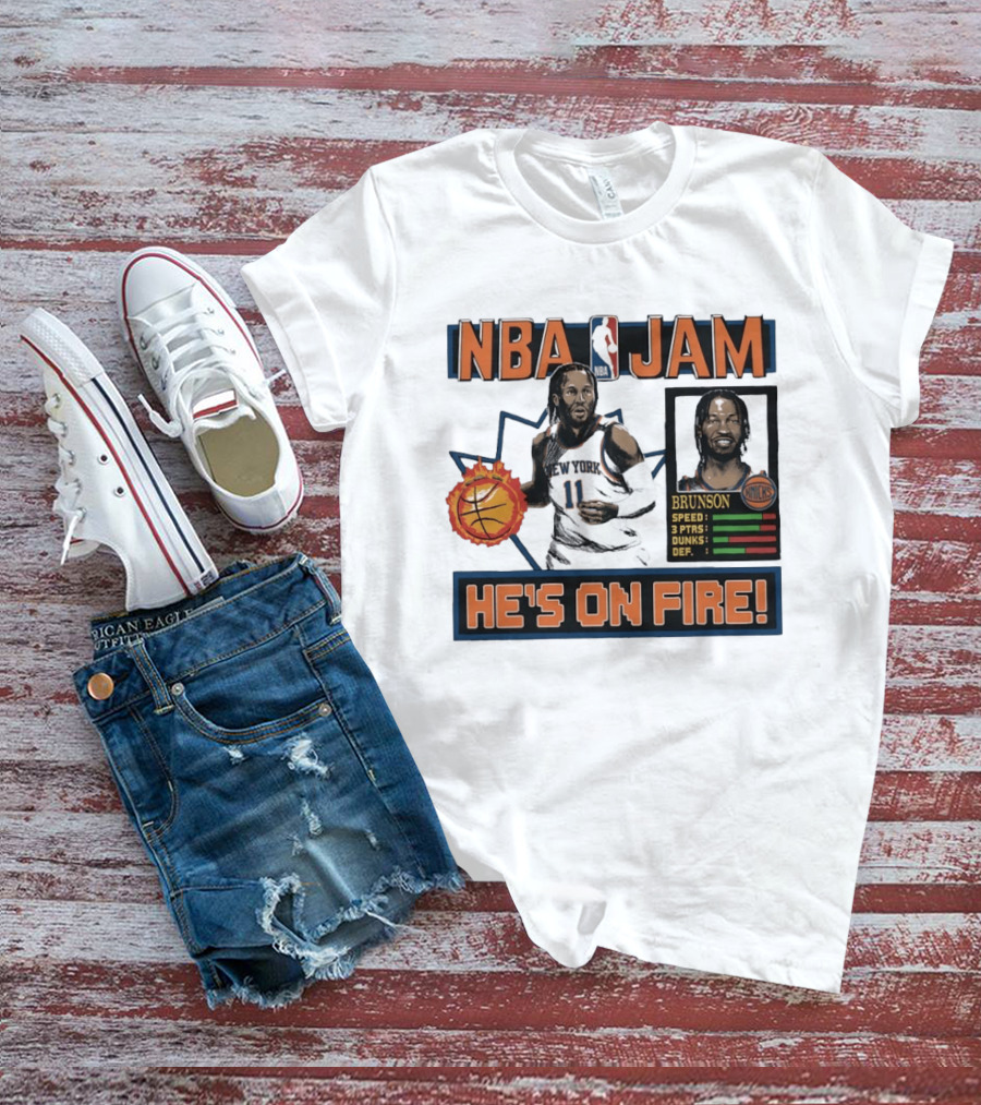 NBA Jam Jalen Brunson New York Knicks He's On Fire T-Shirt
