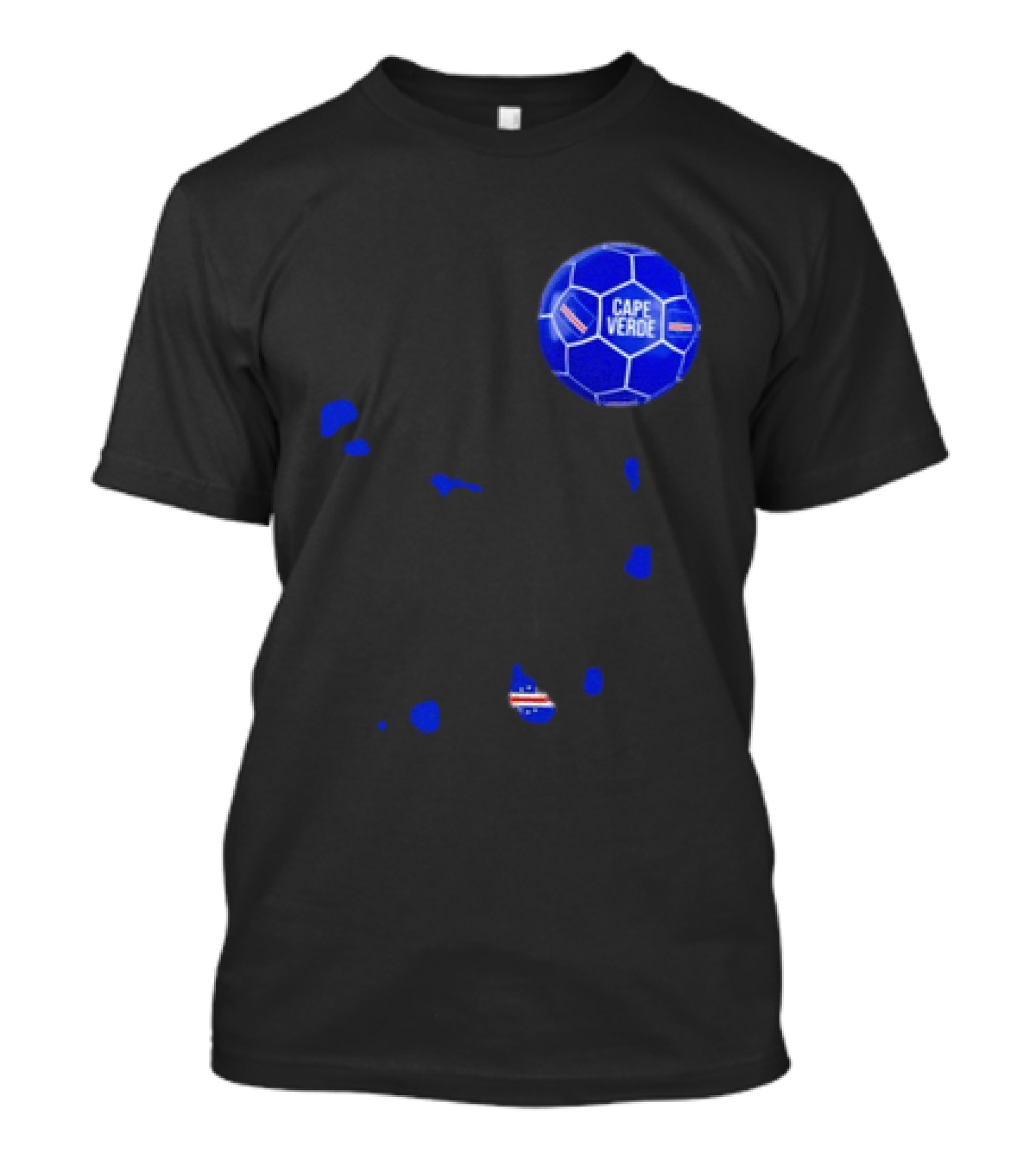 Cape Verde Soccer Pride Blue Football Map T-Shirt