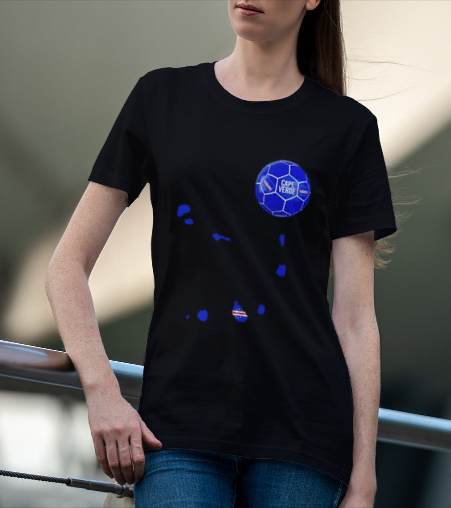 Cape Verde Soccer Pride Blue Football Map T-Shirt